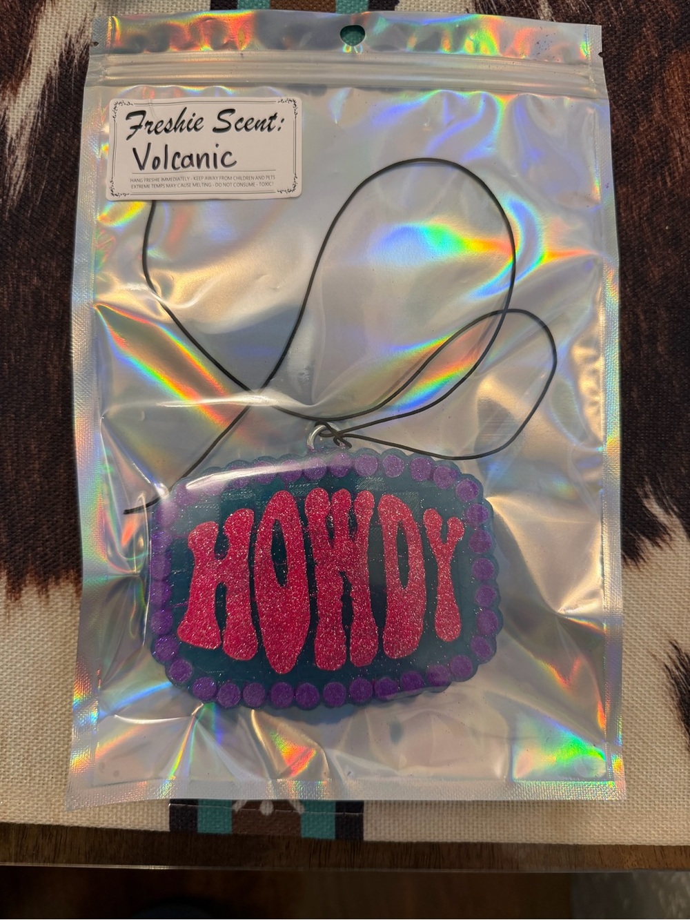 Howdy Glitter Air Freshener in Pink & Purple